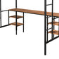 Twin loft bed with table and shelf/Heavy duty sturdy metal/Built in table and shelf/Noise reduction/Safety fence