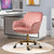 360° Pink Velvet Swivel Chair With High Back Adjustable Working Chair With Golden Color Base