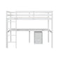 Twin Loft Wood Bed with Built-In Desk, Storage Cabinet, Guardrails, and Ladder, White Finish