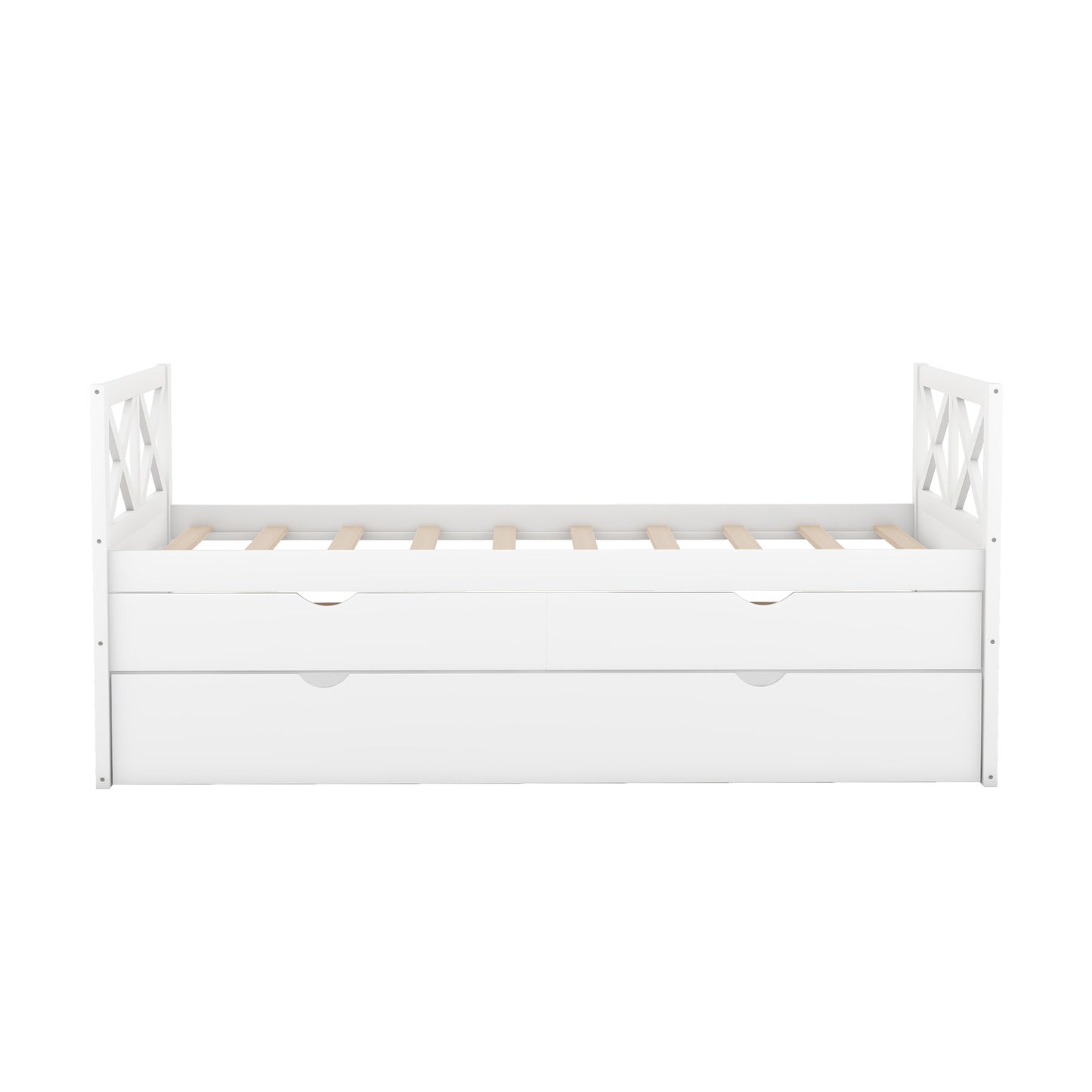 Multi-Functional Daybed with Drawers and Trundle  White