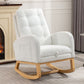 Accent Rocking Chair with Footrest High Back Rubber Wood Rocking Legs Bedroom Living Space 26.77D X 38.36W X 39.76H Inch