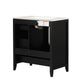 Bathroom Vanity with Sink, Bathroom Vanity Cabinet with Three Drawers and Door, Solid Wood and MDF, Black