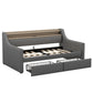 Twin Size Daybed with Storage Drawers, Upholstered Daybed with Charging Station and LED Lights, Gray