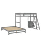 Twin over Full Bunk Bed with Built-in Desk and Three Drawers Grey