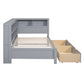 Wooden Twin Size DayBed with 2 Drawers, DayBed with Storage Shelf and USB Charging Ports,Grey