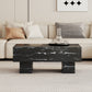 The black coffee table has patterns Modern rectangular table suitable for living rooms and apartments