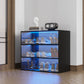 Black Glass Door Shoe Box Shoe Storage Cabinet With RGB Led Light