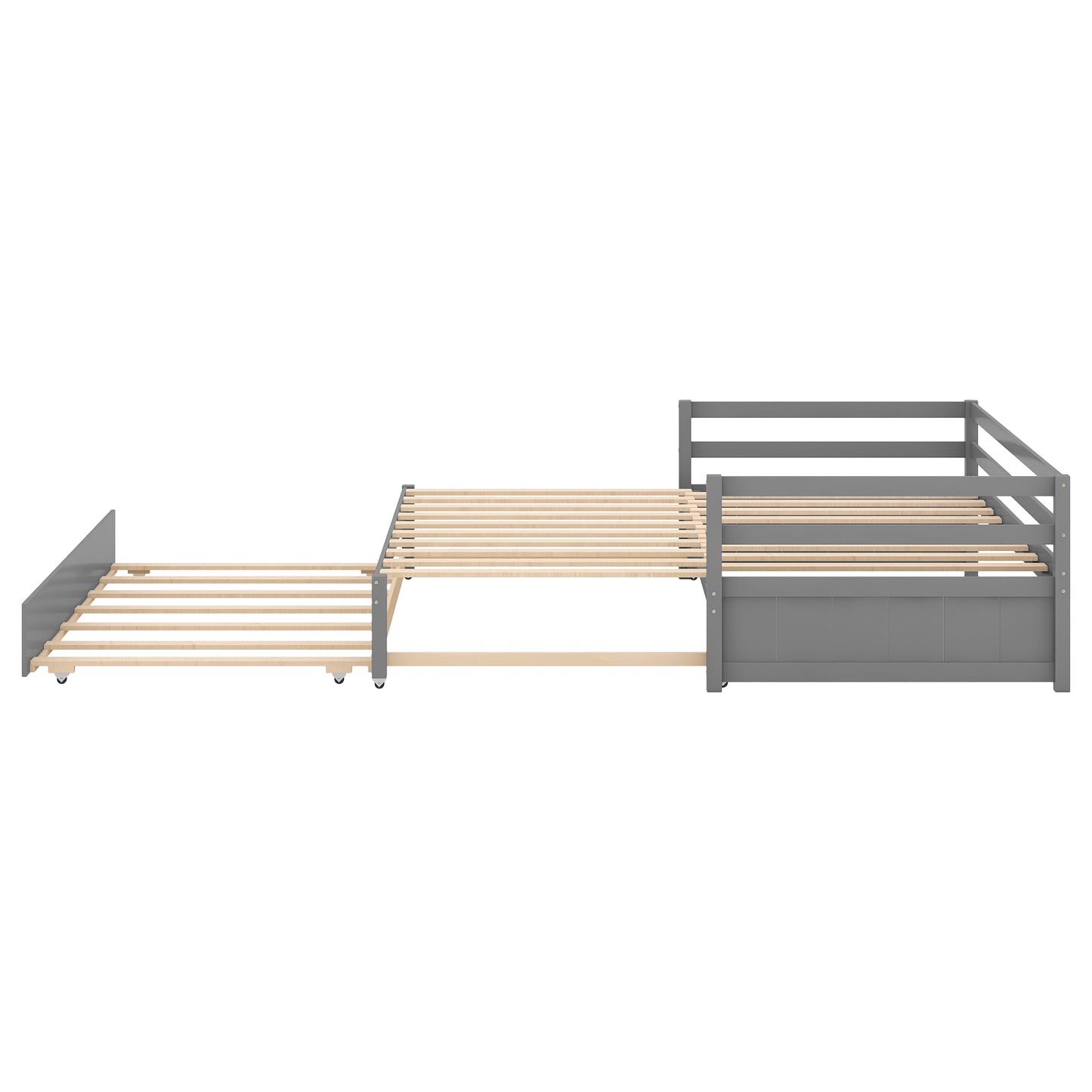 Twin or Double Twin Daybed with Trundle Gray