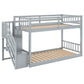 Twin over Twin Floor Bunk Bed, Ladder with Storage  Gray