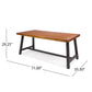 Carlie Outdoor Dining Table with Sandblast Finish and Rustic Metal Legs