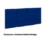 Blue padded twin beds with wheels, velvet fabric, no need for springs