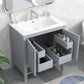 Bathroom Vanity with Sink, Multi-functional Bathroom Cabinet with Doors and Drawers, Solid Frame and MDF Board, Grey