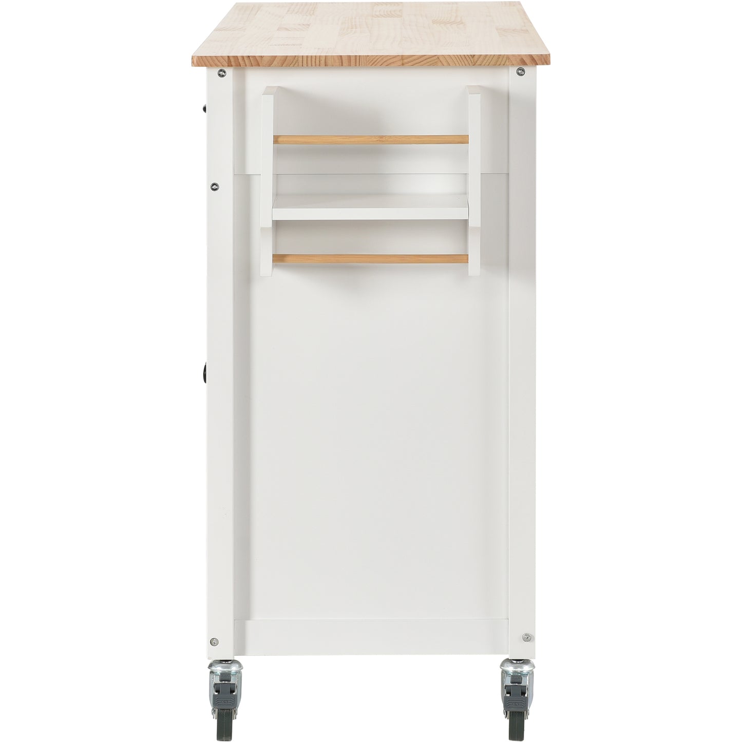 Kitchen Island Cart with Solid Wood Top and Locking Wheels, 54.3-Inch Width in White