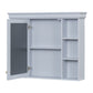 35'' x 28'' Blue Wall Mounted Bathroom Storage Cabinet with Mirror Door, Modern Bathroom Wall Cabinet with Mirror