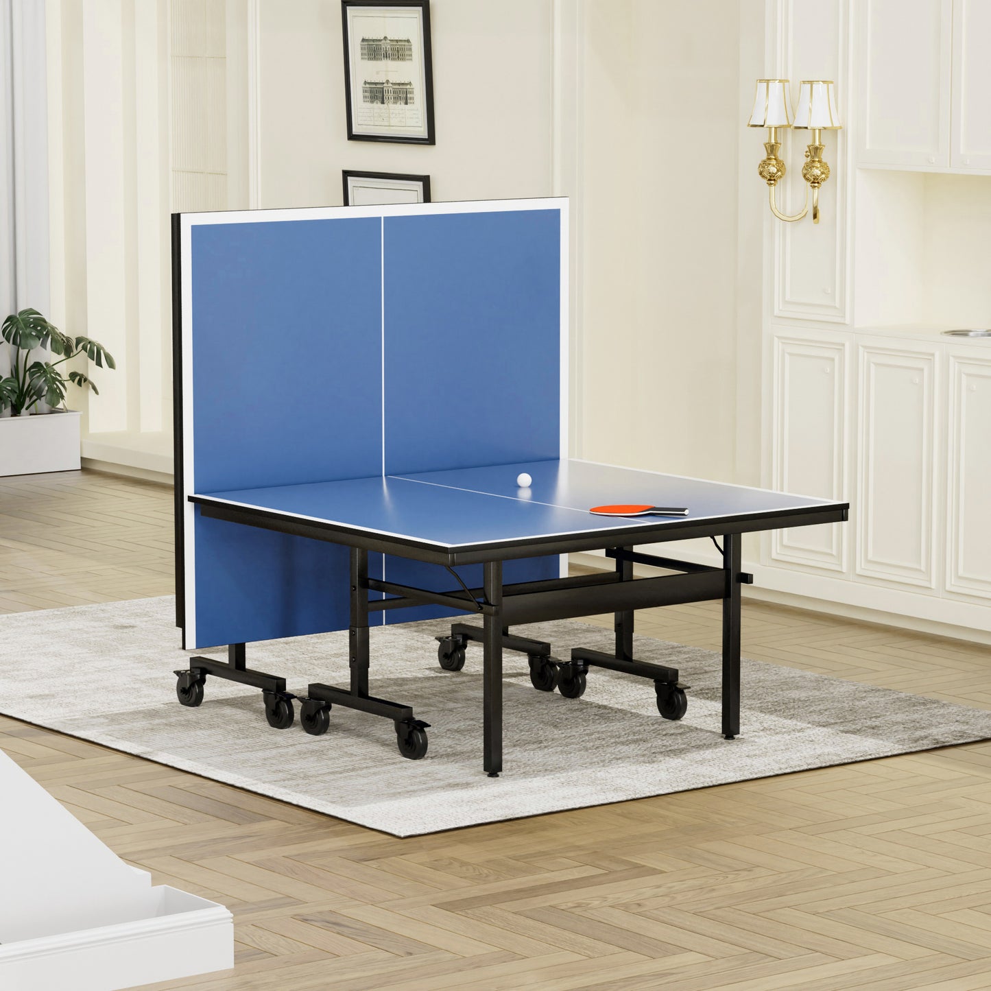 Professional 15mm MDF Indoor Table Tennis Table with Net and Rackets, 108" x 60" x 30"