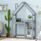 House-shaped Wooden writing Desk,Kids study Table,Bookshelf & Toy Storage,Grey