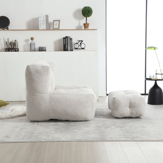 Fluffy bean bag chair Super soft couch chair with memory foam and footstool Indoor modern focus bean bag chair