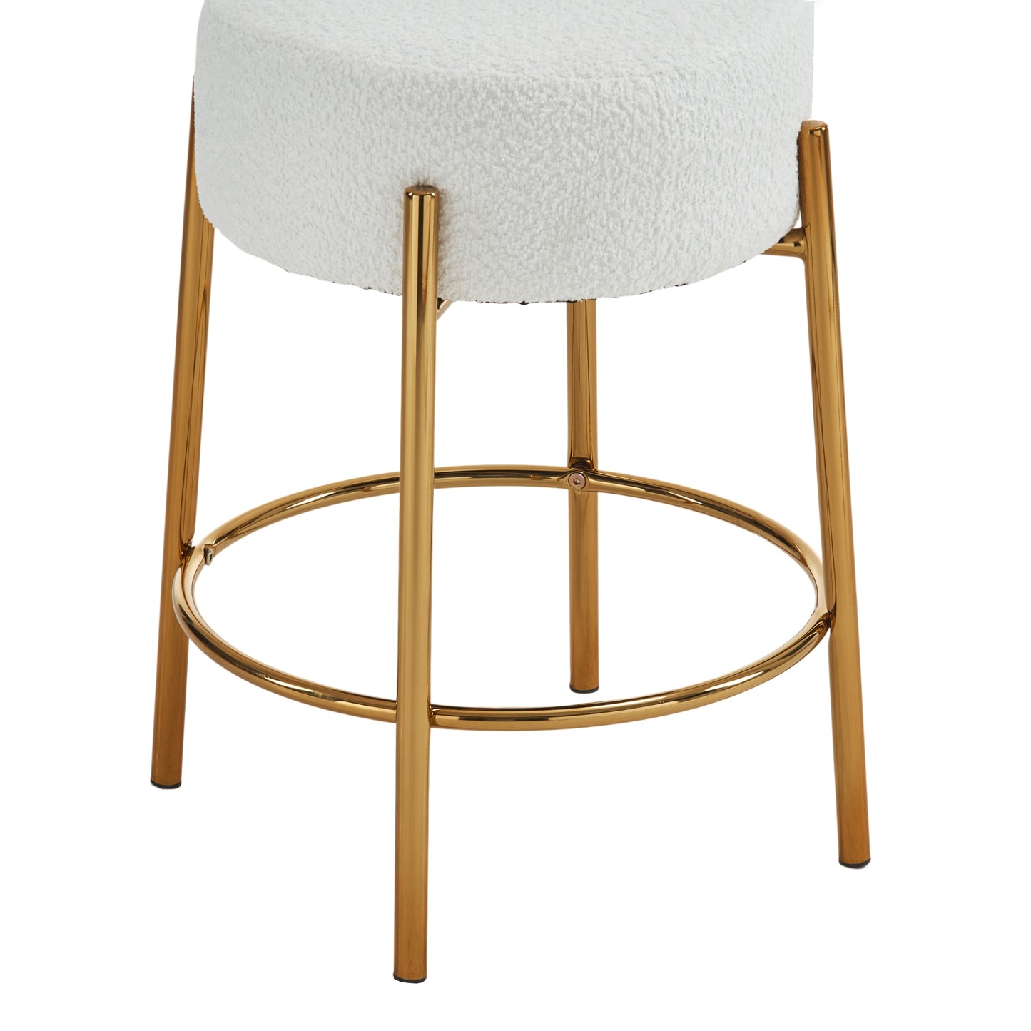 24-Inch High Circular Bar Stool, Set of 2 with Cushioned Seats and Sturdy Legs