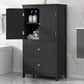 Bathroom Storage Cabinet, Cabinet with Two Doors and Drawers, Adjustable Shelf, MDF Board, Black