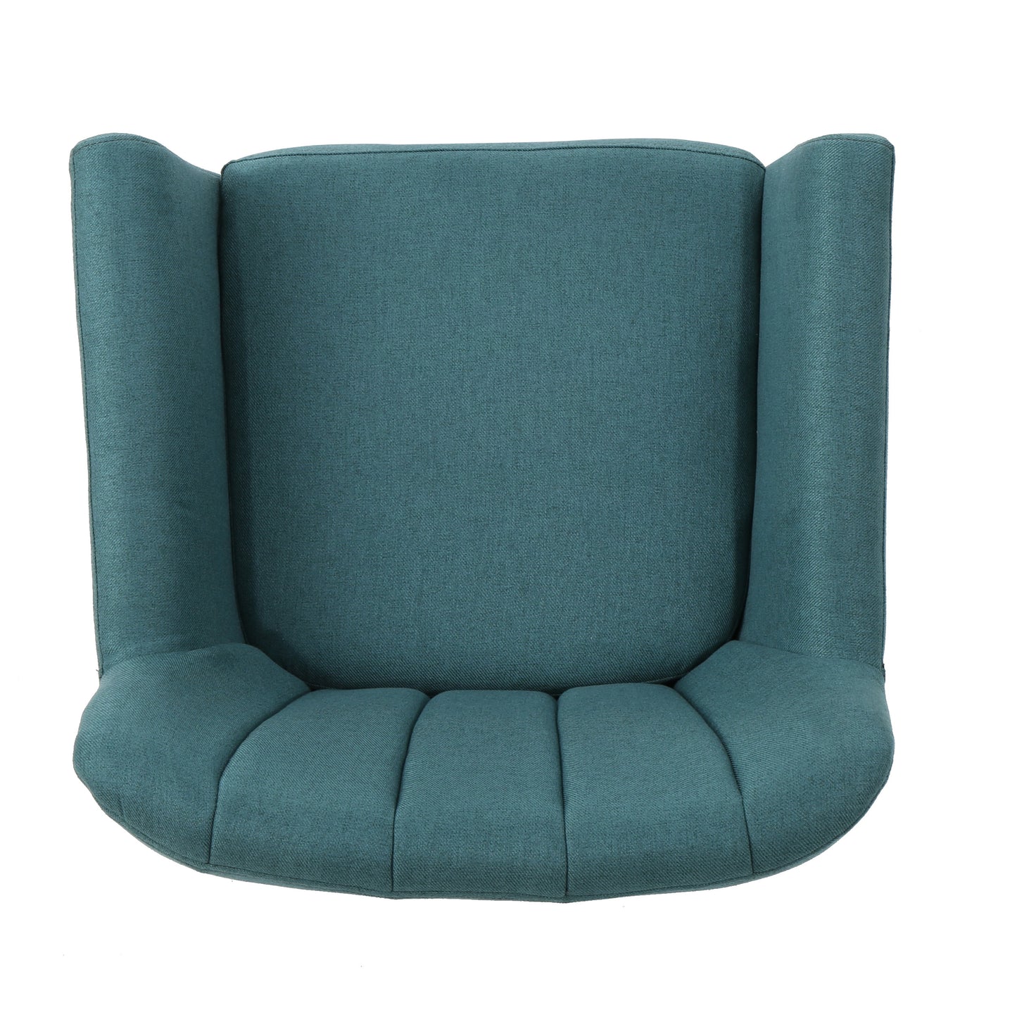 Sillón club de tela de estilo moderno de mediados de siglo, acabado en verde azulado oscuro y natural, perfecto para salas de estar