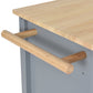 Kitchen Island Cart with Solid Wood Top and Locking Wheels, 54.3-Inch Width in Grey Blue