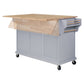 Cambridge Kitchen Island with Natural Wood Top, Storage Cabinet, and Gray + Solid Wood + MDF Design