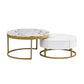 Modern Round Nesting Coffee Table with Drawers, White Finish for Living Rooms