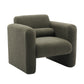 Modern Chair with Sheepskin Sherpa Fabric, Soft Cushion Armchair in Seaweed Green for Living Rooms