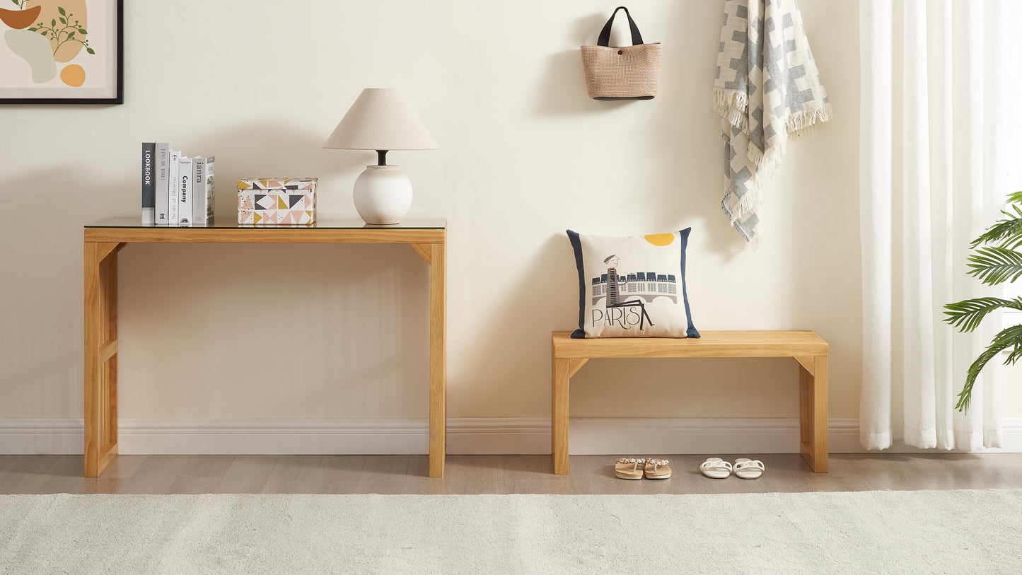 Conjunto de mesa y banco de comedor, diseño de madera de pino para entradas, salas de estar y cocinas