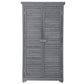 Wooden Garden Shed with 3-Tier Patio Storage, Outdoor Organizer with Fir Wood Shutter Design, Gray