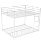 Full over Full Metal Bunk Bed, Low Bunk Bed with Ladder White