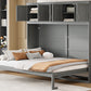 Full Size Murphy Bed Wall Bed with Top Cabinets, Gray Finish for Space-Saving Bedrooms