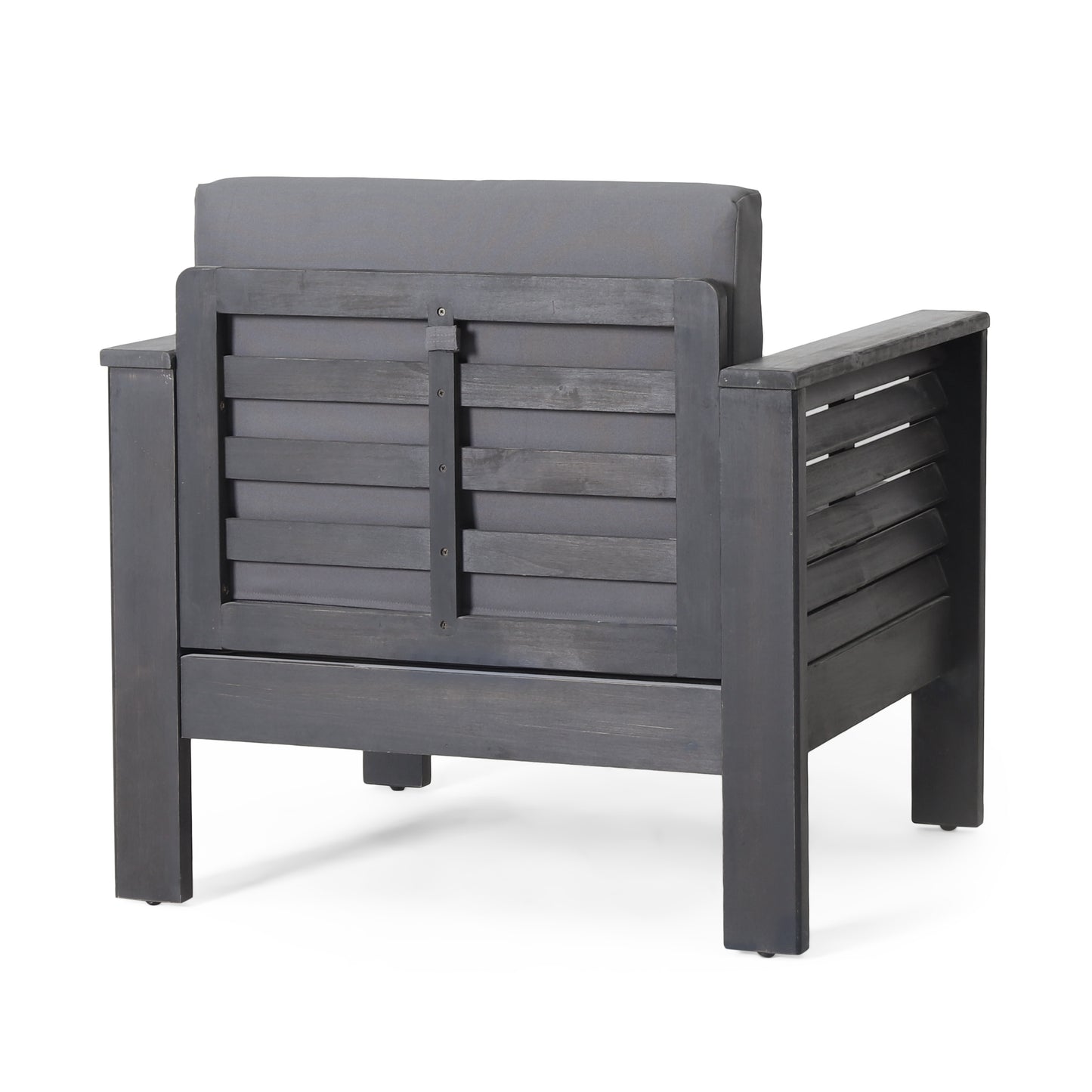 Outdoor Acacia Wood Club Chairs with Cushions, Dark Gray Finish, Perfect for Patios