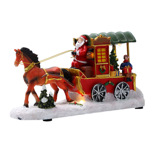 Resin Craft Sleigh Ornament – Reindeer Light-Up Scene