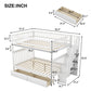 Full over Full Bunk Bed with Two Drawers and Storage White