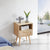 Rattan End table with drawer and solid wood legs Modern nightstand side table for living room natural