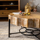 Vintage Patchwork Lace Shape Coffee Table Cedar Coffee Table Set (Set of 2)