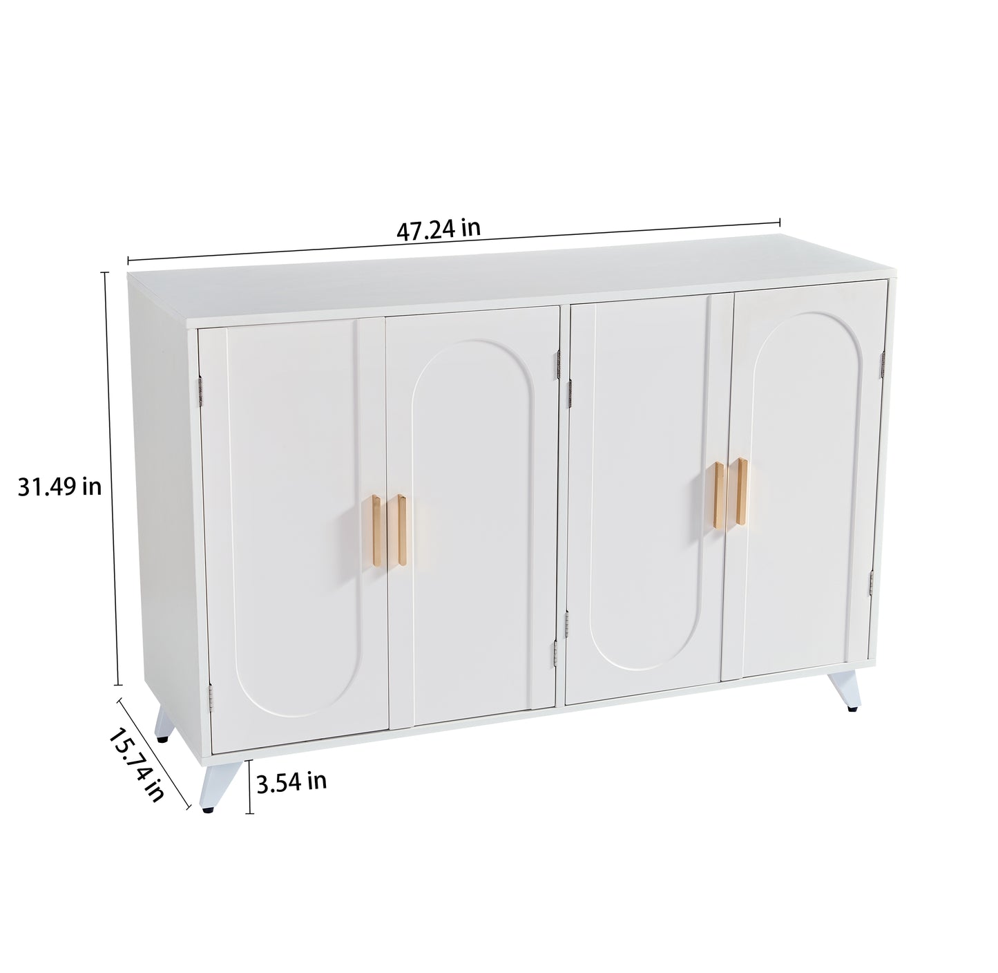 Sideboard Buffet cabinet with 4 doors and removable shelves, for living room, dining room, ivory white