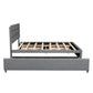 Queen Upholstered Platform Bed with Twin Size Trundle and Two Drawers Grey