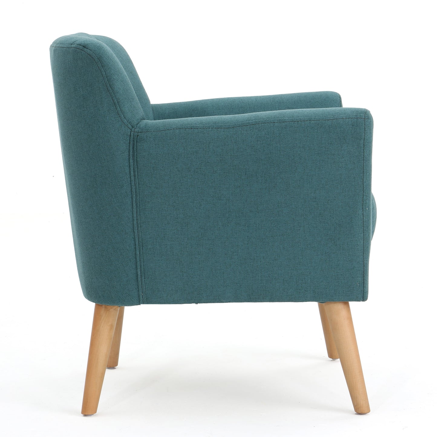 Mid-Century Modern Fabric Club Chair, Dark Teal and Natural Finish, Perfect for Living Rooms