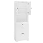 Tall Bathroom Cabinet with Four Doors, Large Storage Space Open Shelve, Upper Storage Cabinet, Whit