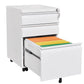 Locked three drawer storage mobile metal filing cabinet, pre assembled filing cabinet, except for wheels under the table (white)