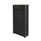 ONTREND with 2 flip drawers, top shoe cabinet with drawers, independent shoe rack with adjustable panel, for hallway use, black