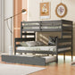 Wood Twin over Full Bunk Bed with Twin Size Trundle  Gray