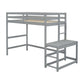 Twin High Loft Bed with Ladder landing Platform, Ladders, Guardrails,Grey