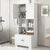 Bathroom storage cabinet, 4-door independent cabinet, adjustable shelf, open multi-layer shelf, white