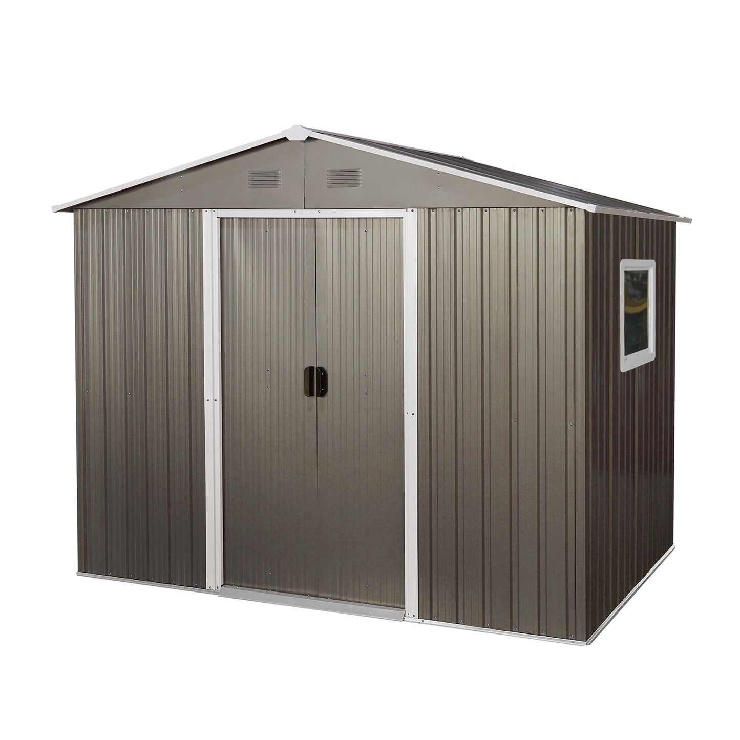 8ft x 6ft Outdoor Metal Storage Shed with Window Grey(W540S00016)