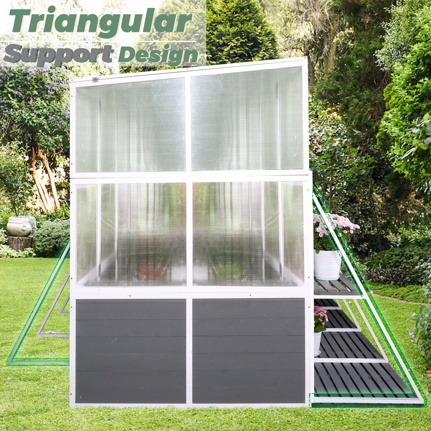 Greenhouse Wooden Lean to Greenhouses for Outdoors Heavy Duty Walk in Green House for Outside Winter