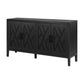 4-Door Wooden Twill Sideboard, American Country Vintage Design for Living Rooms, Dining Rooms, and Hallways, Black