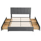 Queen Size Upholstery Platform Bed with Four Drawers on Two Sides  Adjustable Headboard  Grey